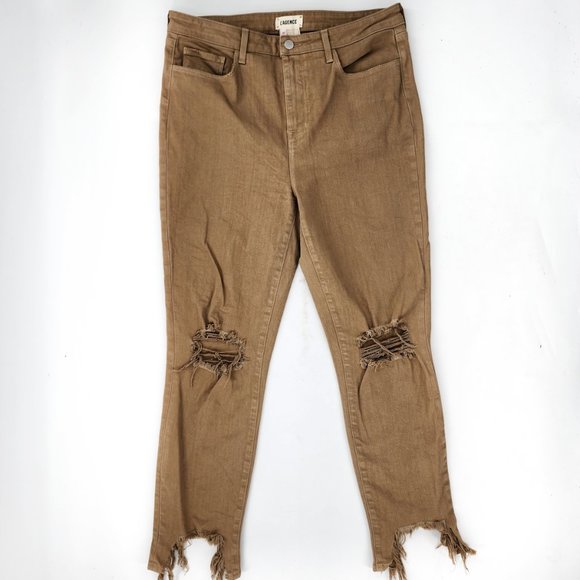 L'AGENCE High Line Skinny Distressed Sahara Jeans Women's High Rise - Picture 6 of 9